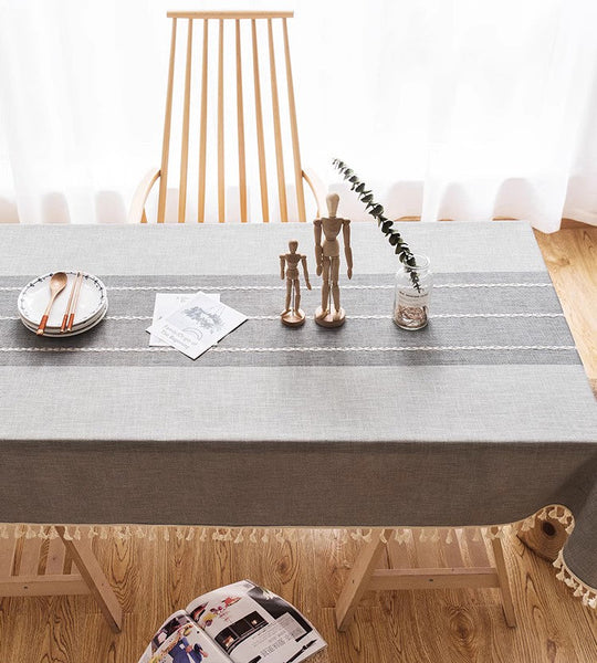 Large Rectangle Table Cover for Dining Room Table, Modern Rectangular Table Cloth for Oval Table, Cotton and Linen Tablecloth for Kitchen-artworkcanvas