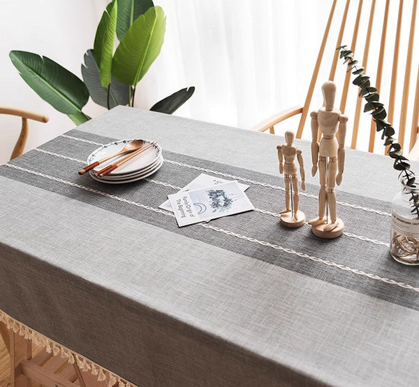 Dining Room Table Large Rectangle Table Cover, Modern Rectangular Table Cloth for Oval Table, Cotton and Linen Tablecloth for Kitchen-artworkcanvas