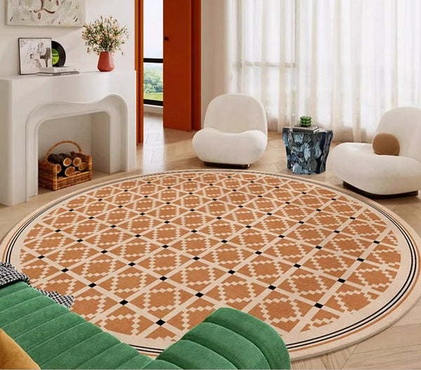 Geometric Modern Rug Ideas for Living Room, Circular Modern Rugs for Bathroom, Modern Rugs for Children's Room, Mid Century Modern Round Rugs for Dining Room-artworkcanvas