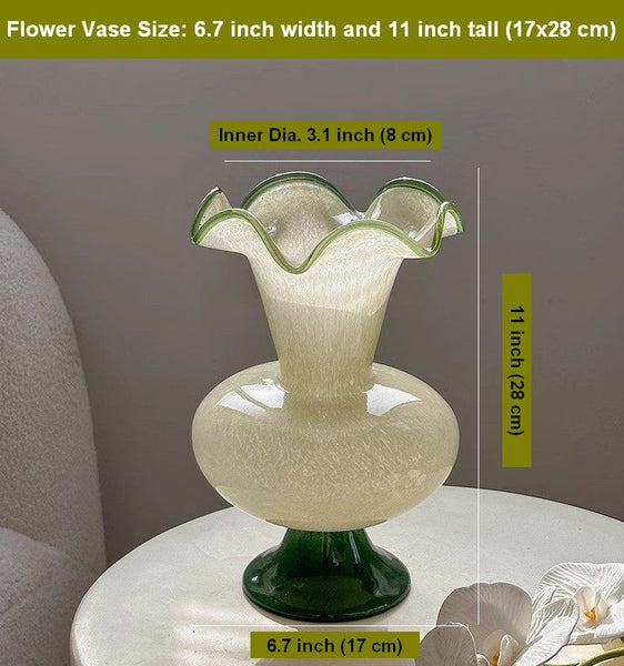 Bouquet Flower Vase, Vintage Glass Flower Vases, Water Holding Flower Vases, Glass Bud Vases, Handmade Flower Vases on Table-artworkcanvas