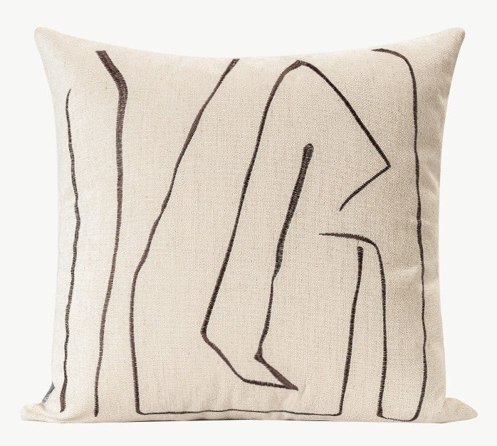 Geometric Square Modern Throw Pillows for Couch, Beige Decorative Throw Pillows, Large Contemporary Throw Pillow for Interior Design-artworkcanvas