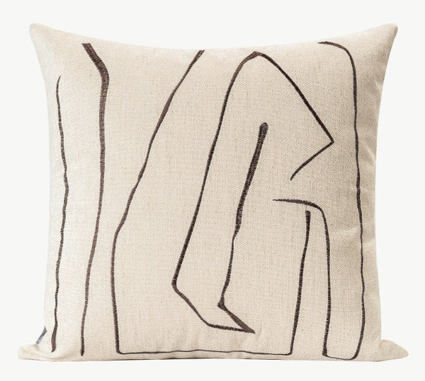 Geometric Square Modern Throw Pillows for Couch, Beige Decorative Throw Pillows, Large Contemporary Throw Pillow for Interior Design-artworkcanvas
