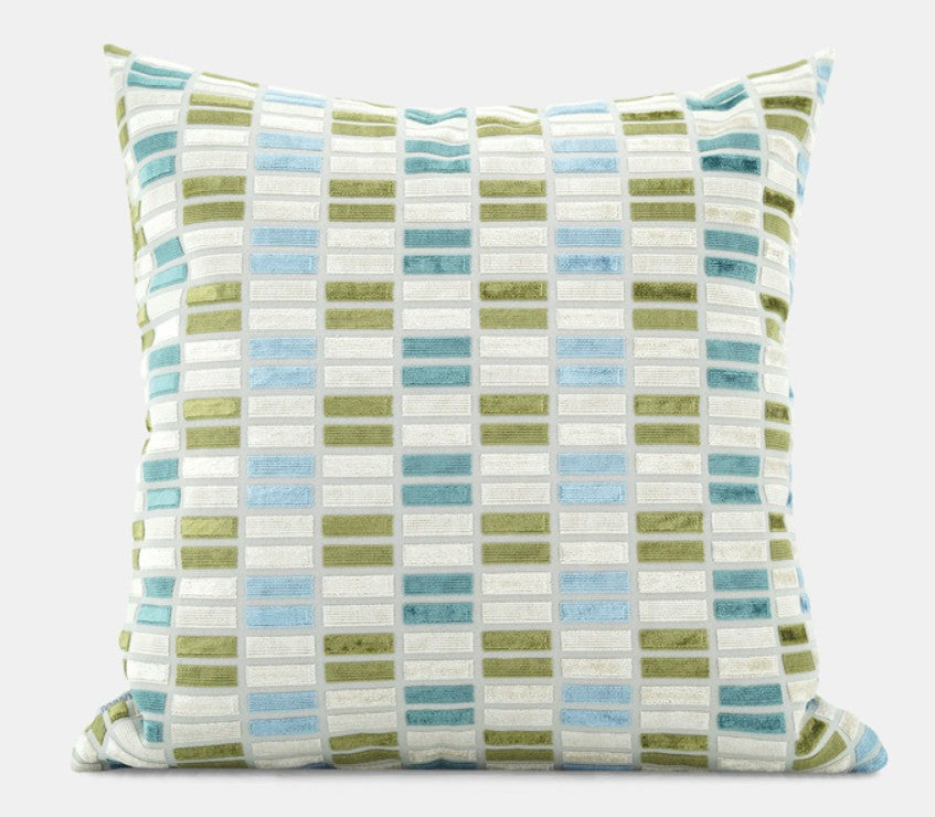Modern Throw Pillows, Green Modern Sofa Pillows, Large Square Pillows, Decorative Pillows for Couch, Decorative Throw Pillows for Living Room Couch-artworkcanvas