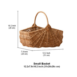 Large Picnic Food Basket with Handle, Natural Hand-woven Wicker Storage Basket, Lovely Willow Weaving Baskets for Vegetable, Natural Fruit Basket, Kitchen Storage Baskets-artworkcanvas