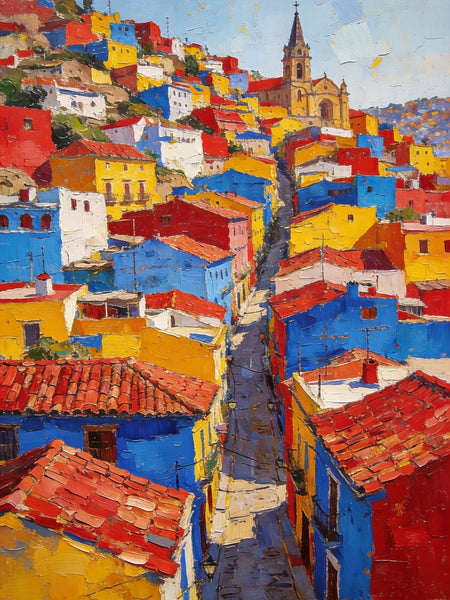 Original Landscape Art, Guanajuato's Luminous Landscape, Small Oil Paintings, Hand Painted Canvas Art, Buy Paintings Online, Landscape Paintings-artworkcanvas