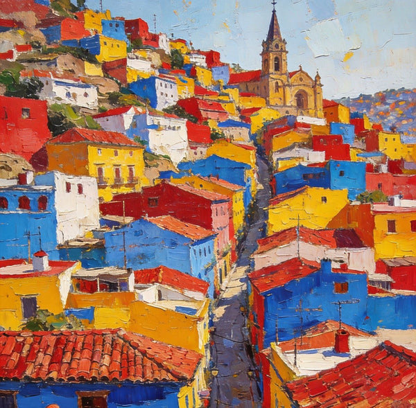 Original Landscape Art, Guanajuato's Luminous Landscape, Small Oil Paintings, Hand Painted Canvas Art, Buy Paintings Online, Landscape Paintings-artworkcanvas