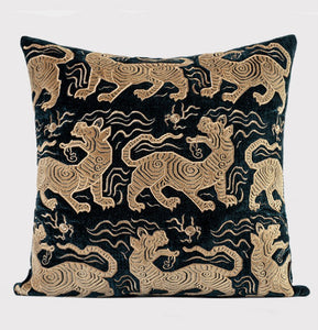 Embroidery Tiger Pattern Pillows for Couch, Contemporary Modern Sofa Pillows, Decorative Throw Pillows for Bedroom, Large Modern Sofa Pillow for Living Room-artworkcanvas