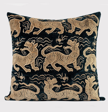Embroidery Tiger Pattern Pillows for Couch, Contemporary Modern Sofa Pillows, Decorative Throw Pillows for Bedroom, Large Modern Sofa Pillow for Living Room-artworkcanvas