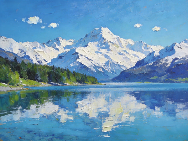 Mountain Reflecting Lake Beauty, Hand Painted Canvas Art, Landscape Oil Paintings, Canvas Wall Art for Living Room, Buy Original Paintings, Small Oil Paintings-artworkcanvas