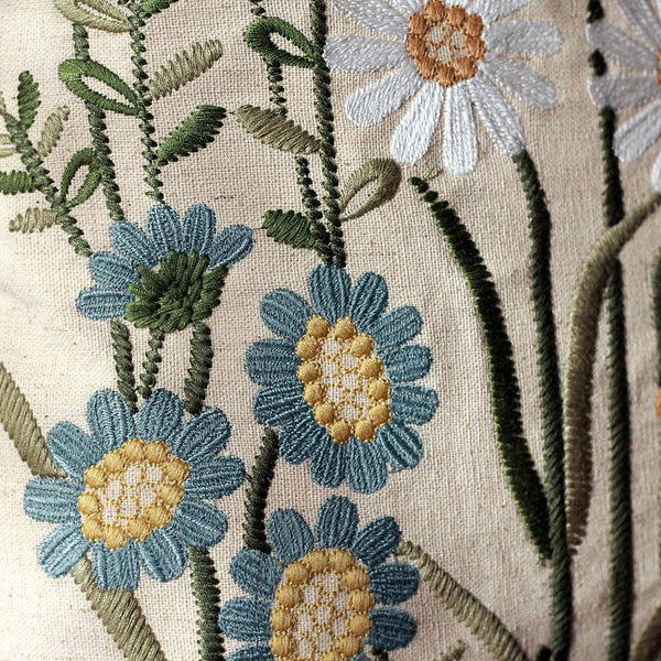 Flower Decorative Throw Pillows, Decorative Pillows for Sofa, Embroider Flower Cotton and linen Pillow Cover, Farmhouse Decorative Pillows-artworkcanvas