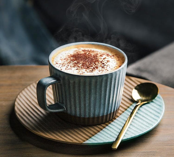 Coffee Cup and Saucer Set, Pottery Coffee Cups, Cappuccino Coffee Mug, Ceramic Coffee Cups, Coffee Cup for Sale, Tea Cup, White / Green / Blue / Yellow-artworkcanvas