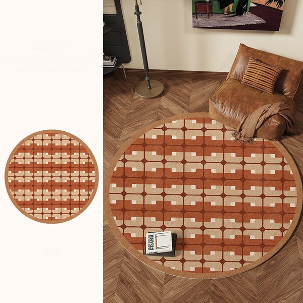 Abstract Contemporary Round Rugs, Modern Rugs under Coffee Table, Modern Rugs for Dining Room, Geometric Modern Rugs for Bedroom-artworkcanvas