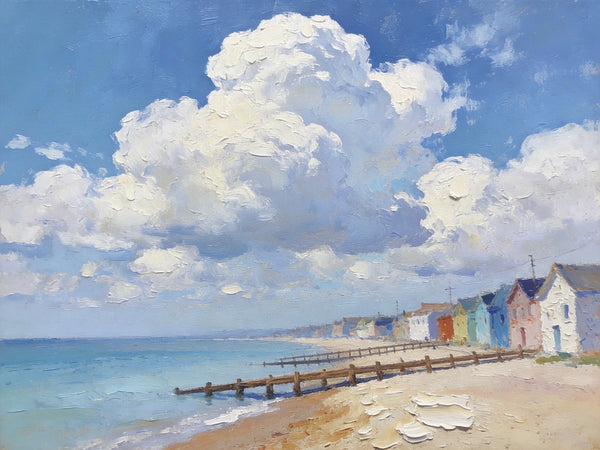 Small Landscape Paintings on Canvas, Coastal Village Captivating View, Seashore Paintings, Landscape Canvas Paintings, Original Oil Paintings, Hand Painted Canvas Art, Heavy Texture Oil Paintings-artworkcanvas