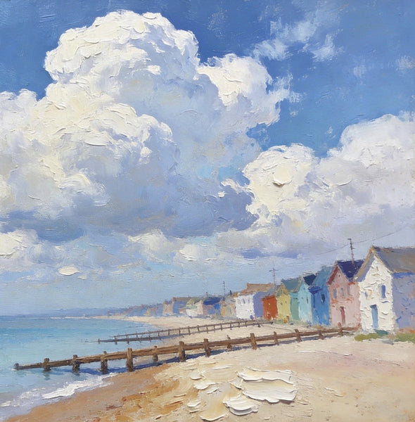 Small Landscape Paintings on Canvas, Coastal Village Captivating View, Seashore Paintings, Landscape Canvas Paintings, Original Oil Paintings, Hand Painted Canvas Art, Heavy Texture Oil Paintings-artworkcanvas