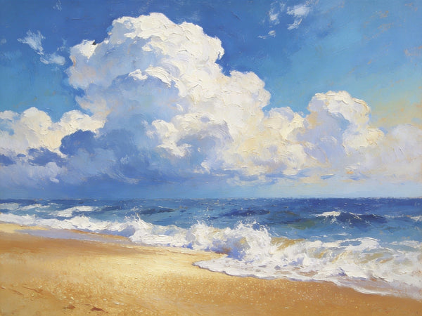 Sun and Sand Serenity, Seashore Beach Painting, Hand Painted Canvas Art, Small Oil Paintings, Original Landscape Paintings, Buy Painting Online, Heavy Texture Artwork-artworkcanvas