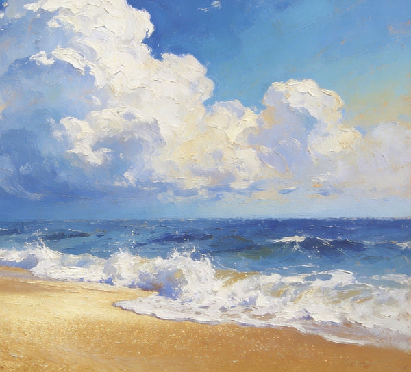 Sun and Sand Serenity, Seashore Beach Painting, Hand Painted Canvas Art, Small Oil Paintings, Original Landscape Paintings, Buy Painting Online, Heavy Texture Artwork-artworkcanvas