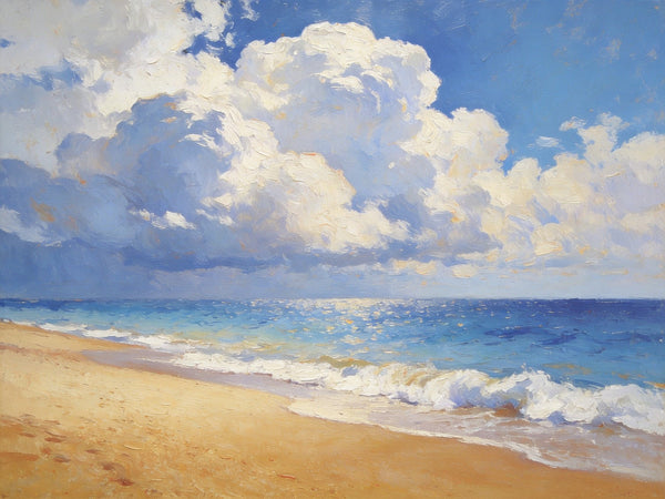 The Beach in the Afternoon, Small Landscape Paintings on Canvas, Landscape Canvas Paintings, Hand Painted Canvas Art, Heavy Texture Oil Paintings, Original Oil Paintings-artworkcanvas