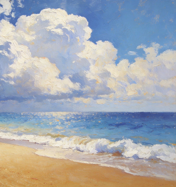 The Beach in the Afternoon, Small Landscape Paintings on Canvas, Landscape Canvas Paintings, Hand Painted Canvas Art, Heavy Texture Oil Paintings, Original Oil Paintings-artworkcanvas