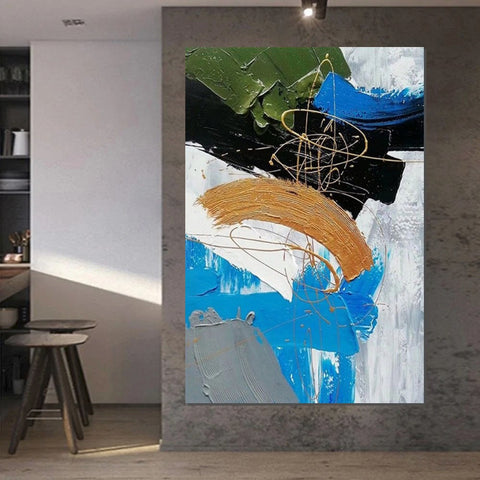 Large Acrylic Canvas Paintings, Living Room Abstract Wall Art Ideas, Large Wall Art Ideas, Impasto Painting, Simple Modern Abstract Painting-artworkcanvas