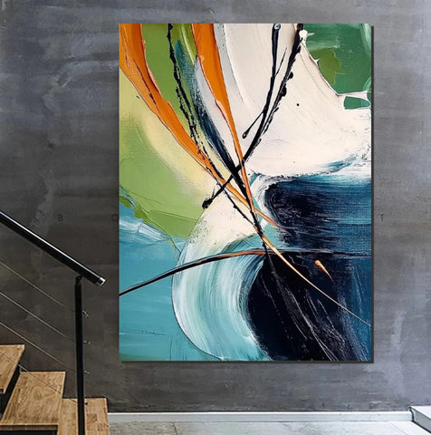 Dining Room Canvas Painting, Contemporary Modern Artwork, Large Canvas Painting for Office, Simple Modern Acrylic Paintings-artworkcanvas