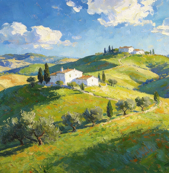 The Rolling Hills of Tuscany, Canvas Wall Art Paintings, Hand Painted Canvas Art, Original Landscape Paintings, Original Oil Paintings, Buy Canvas Paintings Online-artworkcanvas