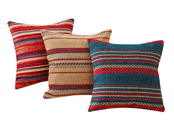 Unique Bohemian Decorative Sofa Pillows, Extra Large Geometric Pattern Chenille Throw Pillows, Oriental Throw Pillow for Couch-artworkcanvas
