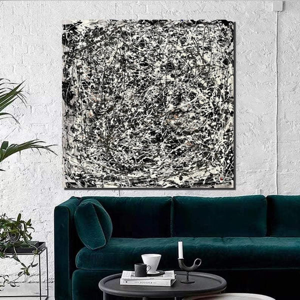 Modern Paintings for Dining Room, Hand Painted Wall Painting, Abstract Canvas Painting, Extra Large Abstract Artwork, Black Abstract Canas Art-artworkcanvas