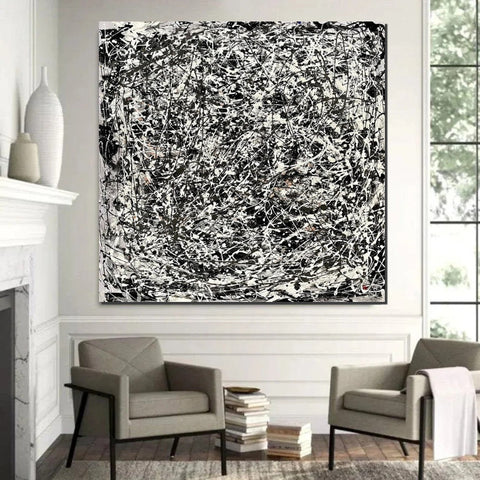 Modern Paintings for Dining Room, Hand Painted Wall Painting, Abstract Canvas Painting, Extra Large Abstract Artwork, Black Abstract Canas Art-artworkcanvas