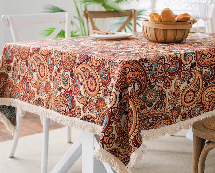 Oriental Rectangular Table Covers for Coffee Table, Large Modern Linen Tablecloths, Bohemian Rectangular Tablecloth for Oval Table-artworkcanvas