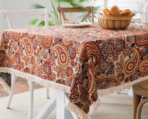 Oriental Rectangular Table Covers for Coffee Table, Large Modern Linen Tablecloths, Bohemian Rectangular Tablecloth for Oval Table-artworkcanvas