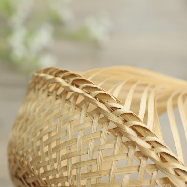Lovely Cute Picnic Food Basket, Bamboo Basket for Food, Natural Fruit Basket Kitchen Storage Baskets, Natural Hand-woven Bamboo Basket-artworkcanvas