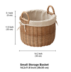 Large Round Storage Basket for Clothes, Natural Hand-woven Wicker Storage Basket for Clothes, Willow Weaving Baskets for Clothes, Extra Large Kitchen Storage Baskets-artworkcanvas
