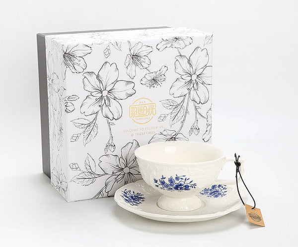 Porcelain Coffee Saucer, Traditional Ceramic Tea Cup with Saucer, Afternoon Tea Saucer Set, Coffee Gift Box Set, Vintage Tea Cup Set, Modern Ceramic Cup-artworkcanvas
