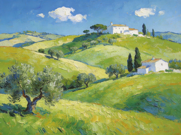 The Hills of Tuscany, Palette Knife Oil Paintings, Small Landscape Paintings, Original Oil Paintings, Landscape Canvas Paintings, Hand Painted Canvas Art-artworkcanvas