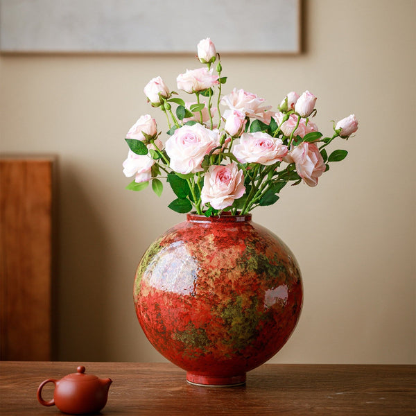 Large Pottery Flower Vases, Handmade Water Holding Flower Vases, Modern Bouquet Flower Vases, Centerpiece on Dining Table, Flower Vase on Table-artworkcanvas