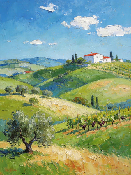 Canvas Paintings for Bedroom, Tranquil Tuscan Hills, Heavy Texture Artwork, Small Oil Paintings, Hand Painted Canvas Art, Original Landscape Paintings-artworkcanvas