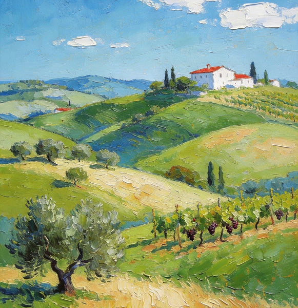 Canvas Paintings for Bedroom, Tranquil Tuscan Hills, Heavy Texture Artwork, Small Oil Paintings, Hand Painted Canvas Art, Original Landscape Paintings-artworkcanvas