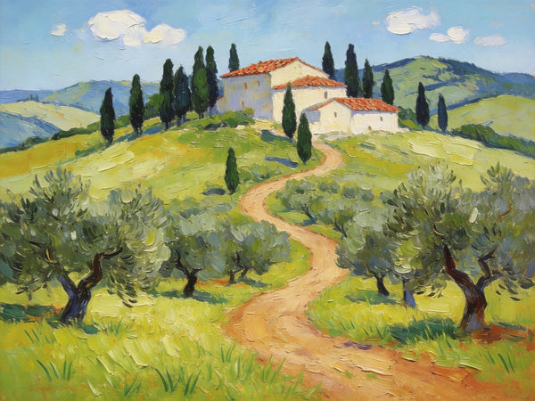 Serene Tuscan Landscape, Original Landscape Paintings, Landscape Canvas Paintings, Buy Paintings Online, Hand Painted Canvas Art