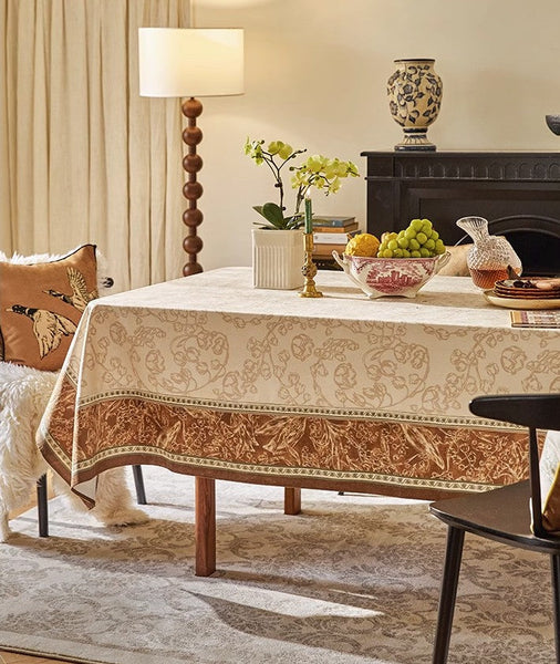 Extra Large Modern Rectangular Tablecloth for Dining Room Table, Flower Farmhouse Table Covers, Square Tablecloth for Round Table, Mid Century Tablecloth for Living Room-artworkcanvas