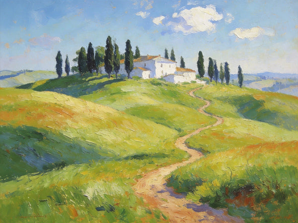 Idyllic Tuscan Countryside, Small Landscape Paintings on Canvas, Original Oil Paintings, Palette Knife Oil Paintings, Original Landscape Paintings, Hand Painted Canvas Artwork-artworkcanvas