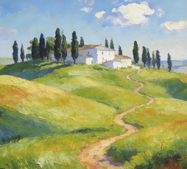 Idyllic Tuscan Countryside, Small Landscape Paintings on Canvas, Original Oil Paintings, Palette Knife Oil Paintings, Original Landscape Paintings, Hand Painted Canvas Artwork-artworkcanvas