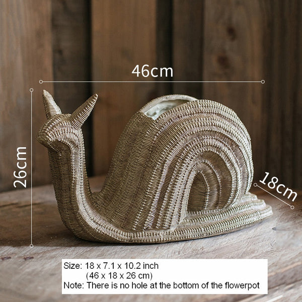 Cute Snail Statues, Garden Animal Statues, Snail Flowerpot for Garden Decoration, Unique Modern Garden Sculptures, Creative Villa Outdoor Gardening Ideas-artworkcanvas
