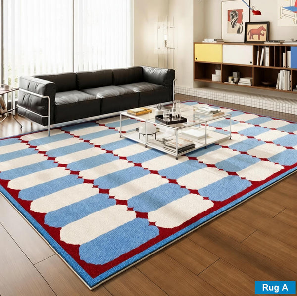 Mid Century Modern Rugs, Contemporary Modern Rugs for Dining Room, Bedroom Modern Floor Carpet, Blue Modern Rug Designs, Living Room Rug Ideas-artworkcanvas