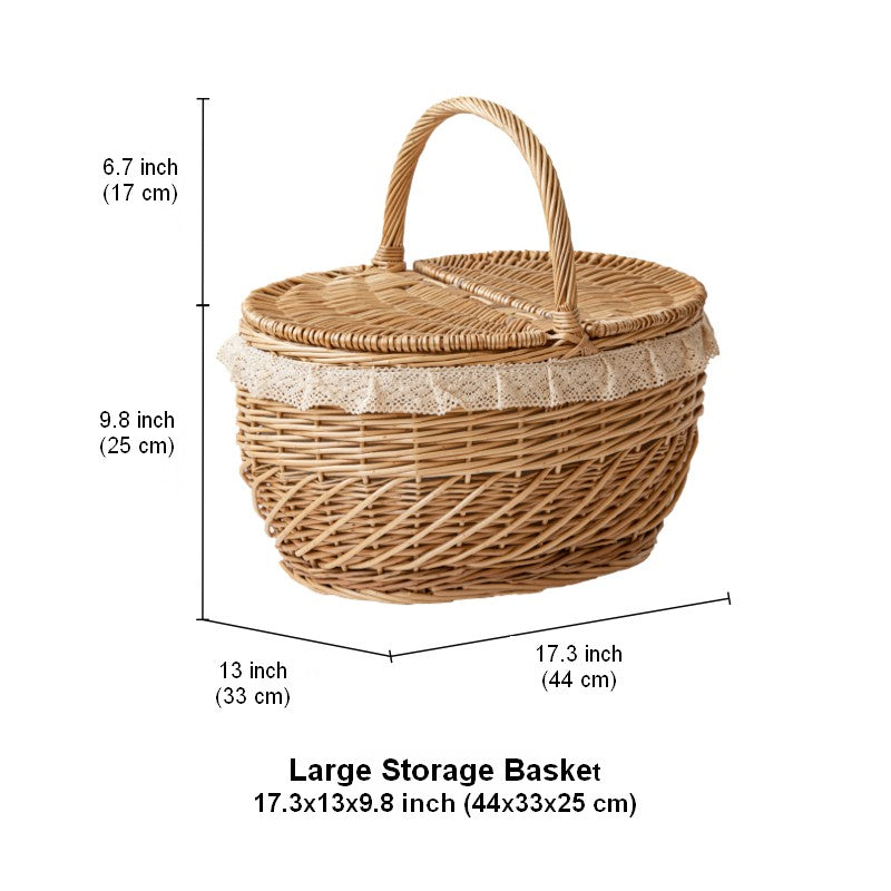 Extra Large Kitchen Storage Baskets, Picnic Storage Basket with Handle, Natural Hand-woven Wicker Storage Basket, Lovely Willow Weaving Baskets for Vegetable, Natural Fruit Storage Baskets-artworkcanvas