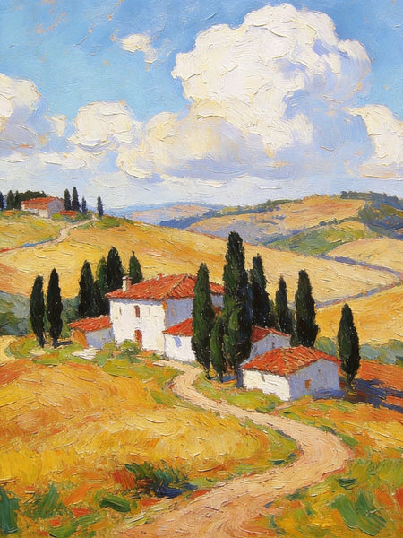 Canvas Paintings for Living Room, Tuscan Hillside Beauty, Small Original Paintings, Hand Painted Canvas Art, Landscape Oil Paintings-artworkcanvas