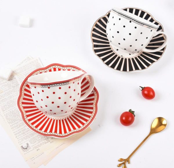 Unique Porcelain Cup and Saucer, Afternoon British Tea Cups, Creative Porcelain Tea Cup Saucer Set, Elegant Modern Ceramic Coffee Cups-artworkcanvas