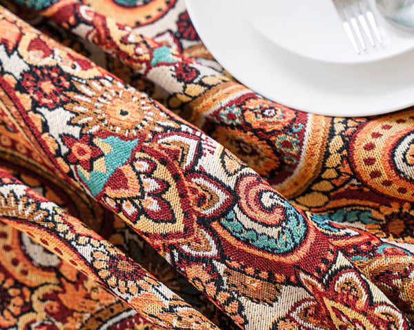 Oriental Rectangular Table Covers for Coffee Table, Large Modern Linen Tablecloths, Bohemian Rectangular Tablecloth for Oval Table-artworkcanvas