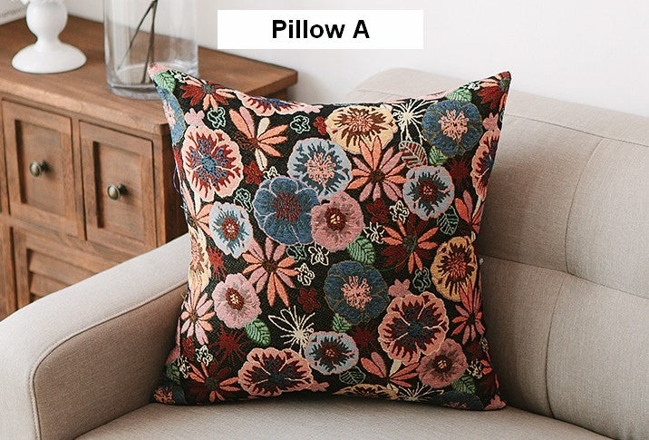 Large Decorative Throw Pillows, Bohemian Decorative Sofa Pillows, Geometric Pattern Chenille Throw Pillow for Living Room-artworkcanvas