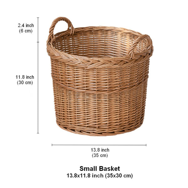 Round Storage Basket for Clothes, Natural Hand-woven Wicker Storage Basket for Clothes, Extra Large Kitchen Storage Baskets, Willow Weaving Baskets for Clothes-artworkcanvas