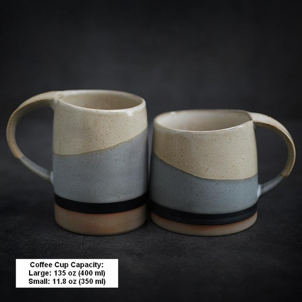 Black Pottery Coffee Cup, Ceramic Coffee Mug, Latte Coffee Cup, Handmade Coffee Cup, Large Tea Cup-artworkcanvas